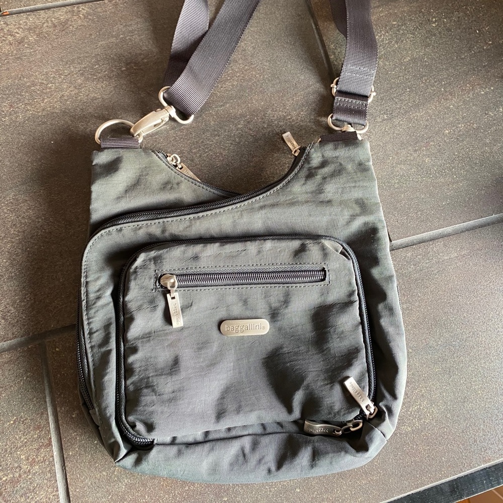 Gray and Hot Pink Baggallini Cross Body Purse